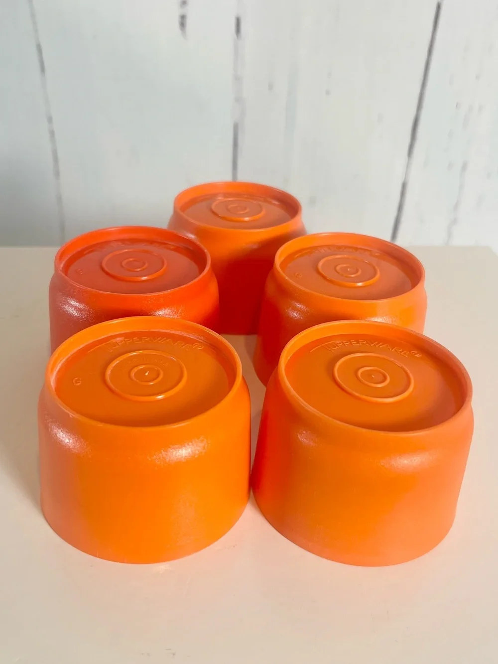Vintage Tupperware 1229 Orange Snack Cups 4oz - Lot of 5 Replacement Bowls